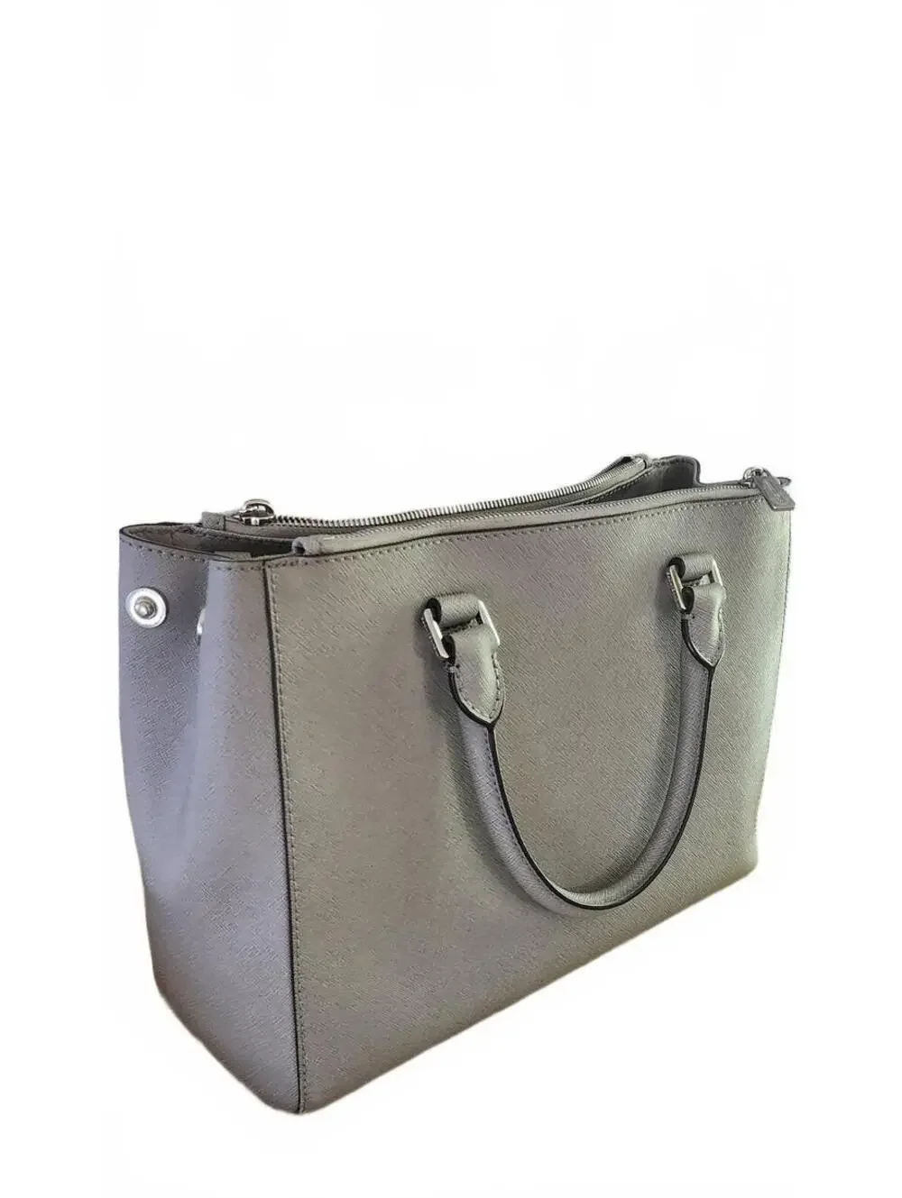 Michael Kors Saffiano Leather Satchel (M) Silver-Tone Hrdwre